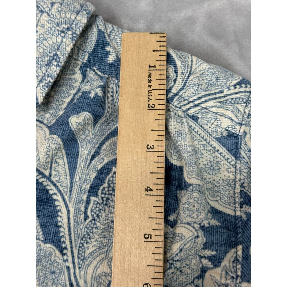 Pilcro Sigourney Anthropologie Shirt XS Blue White Paisley Corduroy Button Down - Picture 10 of 11